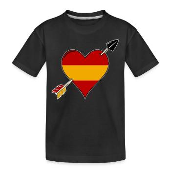 Spanien Flagge Herz verliebt - Kinder Premium Bio T-Shirt - Schwarz - Vorne