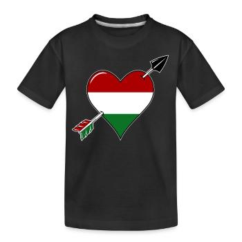 Hungary flag heart in love - Kids' Premium Organic T-Shirt - black - Front