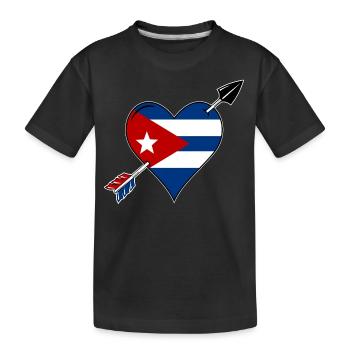 Cuba drapeau coeur amoureux - T-shirt bio Premium Enfant - noir - Devant