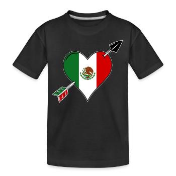 Mexico Flag Heart Love - Kids' Premium Organic T-Shirt - black - Front