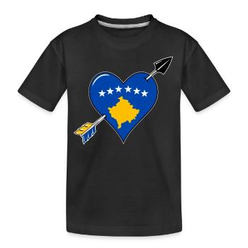Kosovo Flagge Herz Liebe - Kinder Premium Bio T-Shirt - Schwarz - Vorne