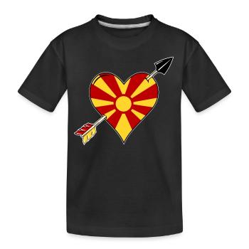 Makedonien Flagge Herz Liebe - Kinder Premium Bio T-Shirt - Schwarz - Vorne