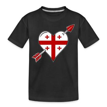Géorgie drapeau coeur amour - T-shirt bio Premium Enfant - noir - Devant