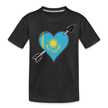 Kazakhstan drapeau coeur amour - T-shirt bio Premium Enfant - noir - Devant