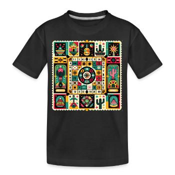 Loteria: Mexikos Bingo-Fiesta - Kinder Premium Bio T-Shirt - Schwarz - Vorne