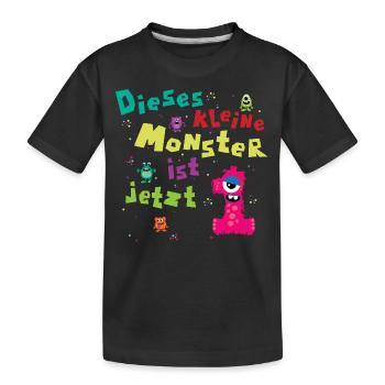 Dieses kleine Monster ist jetzt 1 Kindergeburtstag - Kinder Premium Bio T-Shirt - Schwarz - Vorne