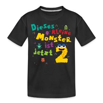 Dieses kleine Monster ist jetzt 2 Kindergeburtstag - Kinder Premium Bio T-Shirt - Schwarz - Vorne