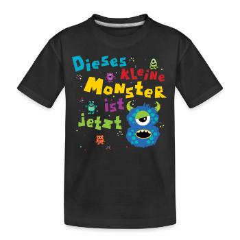 Dieses kleine Monster ist jetzt 8 Kindergeburtstag - Kinder Premium Bio T-Shirt - Schwarz - Vorne