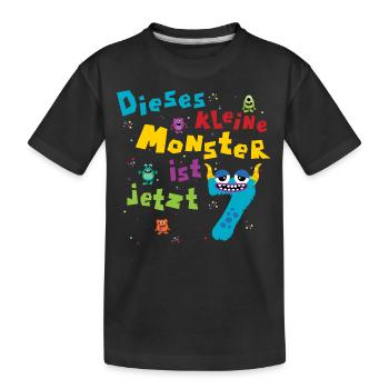 Dieses kleine Monster ist jetzt 7 Kindergeburtstag - Kinder Premium Bio T-Shirt - Schwarz - Vorne