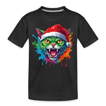 13 gouttes de couleur du Père Noël chat zombie - T-shirt bio Premium Enfant - noir - Devant