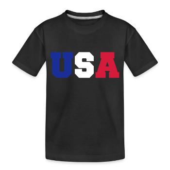 USA - Kinder Premium Bio T-Shirt - Schwarz - Vorne