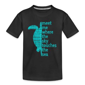 Turtle Slogan meet me Schildkröte Spruch Ozean - Kinder Premium Bio T-Shirt - Schwarz - Vorne
