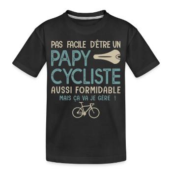 papy cycliste formidable vélo velo vélos - T-shirt bio Premium Enfant - noir - Devant