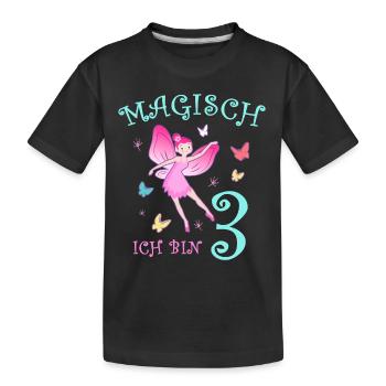 Fee Kinder Geburtstag 3 Jahre Mädchen Feen - Kinder Premium Bio T-Shirt - Schwarz - Vorne
