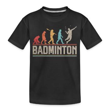 Entwicklung von Badminton Funny Shuttlecocks Birdie - Kinder Premium Bio T-Shirt - Schwarz - Vorne
