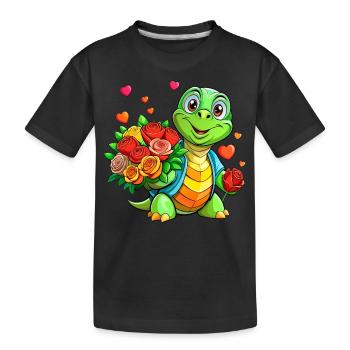 Mega Cute Turtle - Kids' Premium Organic T-Shirt - black - Front