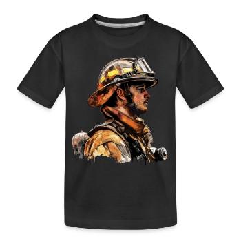 Fire Brigade Firefighter - Kids' Premium Organic T-Shirt - black - Front