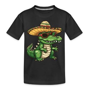 Alligator Lustig Sombrero - Kinder Premium Bio T-Shirt - Schwarz - Vorne