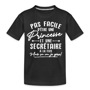 Princesse et Secrétaire - T-shirt bio Premium Enfant - noir - Devant
