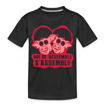 assembles like love heart cochon2 - Kids' Premium Organic T-Shirt - black - Front
