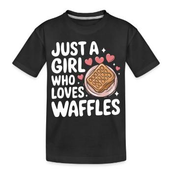 Waffles Breakfast Sweets - Kids' Premium Organic T-Shirt - black - Front