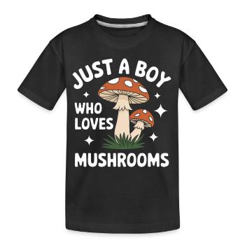 Pilz Pilze Funghi Champignon - Kinder Premium Bio T-Shirt - Schwarz - Vorne