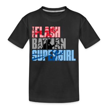 The Flash Écriture Avec Batman Et Supergirl - T-shirt bio Premium Enfant - noir - Devant