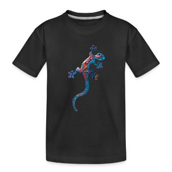 Echse in Blau - Kinder Premium Bio T-Shirt - Schwarz - Vorne