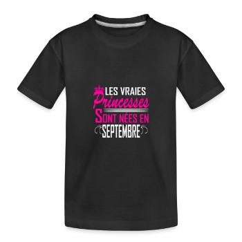 Septembre - Anniversaire - Princess - 2 - T-shirt bio Premium Enfant - noir - Devant