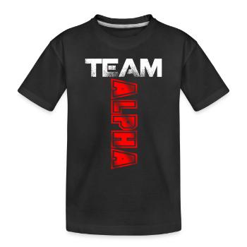 Team Alpha Geschenk T Shirt - Kinder Premium Bio T-Shirt - Schwarz - Vorne