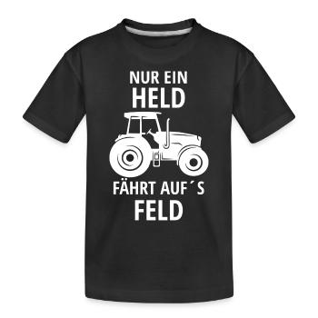 Landwirt Nur ein Held fährt auf´s Feld Bauer - Kinder Premium Bio T-Shirt - Schwarz - Vorne
