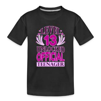 Teen Birthday Level 13 freigeschaltet - Kinder Premium Bio T-Shirt - Schwarz - Vorne