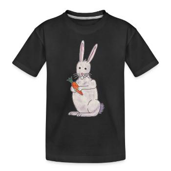 cute rabbit rabbit with carrot - Kids' Premium Organic T-Shirt - black - Front