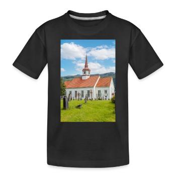 Eid kirke (Eid-Kirche) in Nordfjordeid Norwegen - Kinder Premium Bio T-Shirt - Schwarz - Vorne