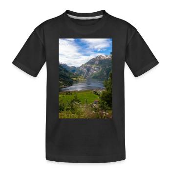 Vue panoramique de Geiranger à Geirangerfjorden - T-shirt bio Premium Enfant - noir - Devant