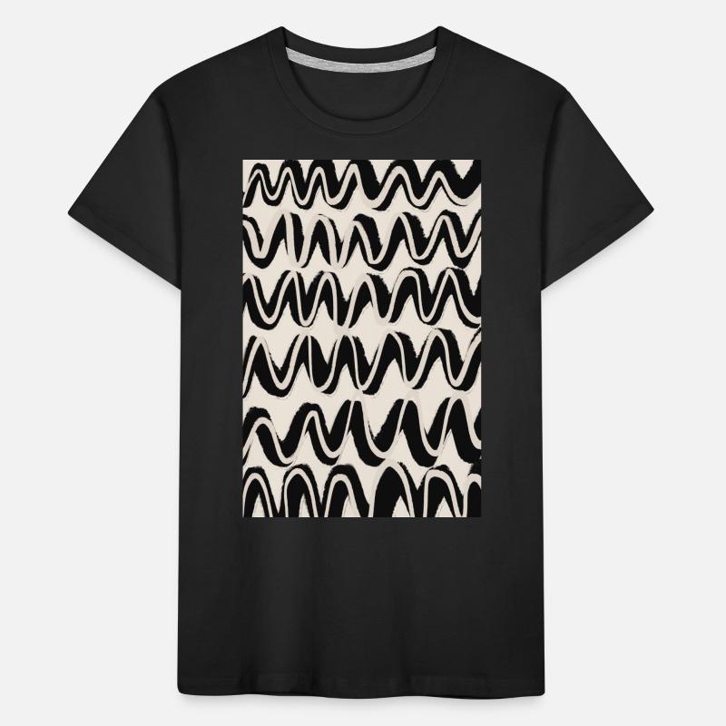 Black Beige Waves Pattern Kids' Premium Organic T-Shirt