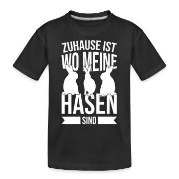 Zuhause bei meinen Hasen - Kinder Premium Bio T-Shirt - Schwarz - Vorne