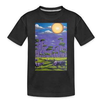 Wolf am Horizont - Kinder Premium Bio T-Shirt - Schwarz - Vorne