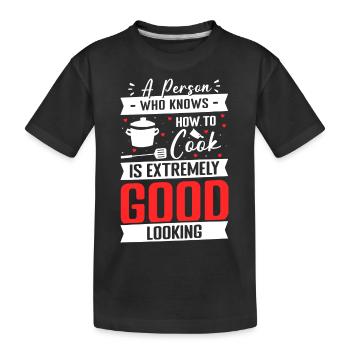 Cook Cook Cooking Spoon - Kids' Premium Organic T-Shirt - black - Front