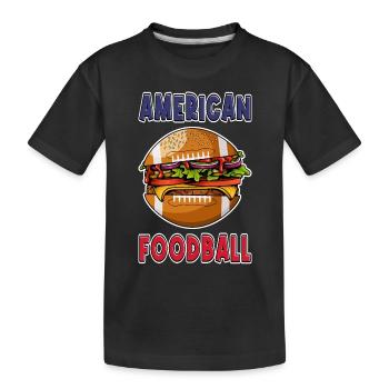 American Football Burger Hamburger Cartoon Fan - Kinder Premium Bio T-Shirt - Schwarz - Vorne