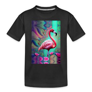 FLAMINGO-PASTELLPASTELLE - Kinder Premium Bio T-Shirt - Schwarz - Vorne