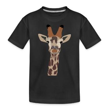 Giraffenkopf Giraffenportraet - Kinder Premium Bio T-Shirt - Schwarz - Vorne