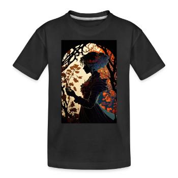 Fille Chinoise Asiatique Dessin - T-shirt bio Premium Enfant - noir - Devant