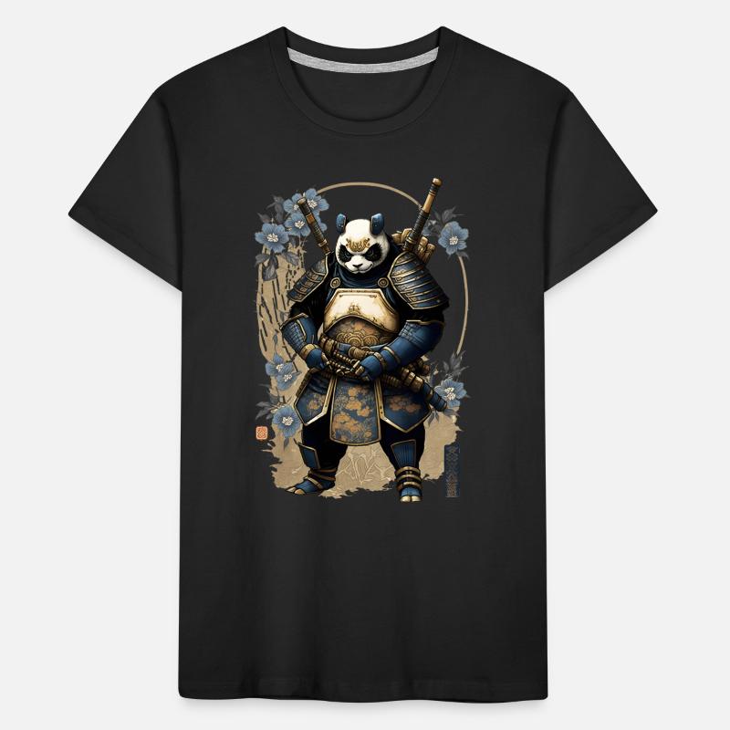 Panda en armure de samouraï dans le style ukiyo-e T-shirt bio Premium Enfant