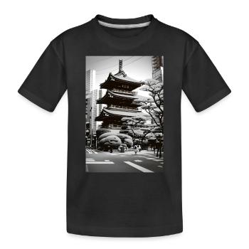 Paysage de Tokyo - T-shirt bio Premium Enfant - noir - Devant