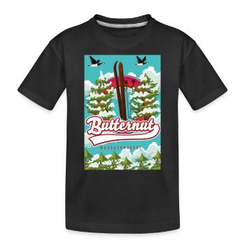 Butternut massachusetts ski poster - Kids' Premium Organic T-Shirt - black - Front