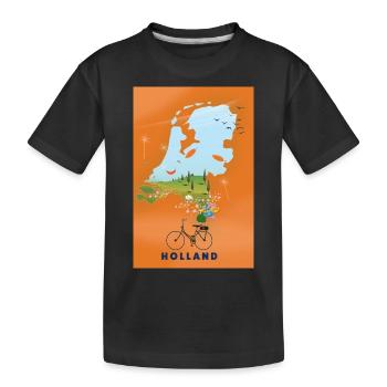 Carte de voyage Hollande - T-shirt bio Premium Enfant - noir - Devant