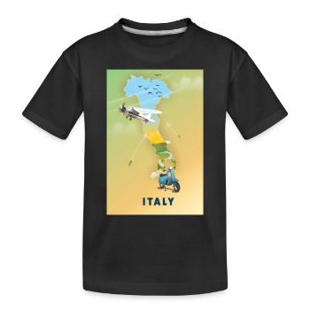 Carte de voyage Italie - T-shirt bio Premium Enfant - noir - Devant