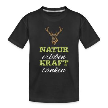 Natur erleben Kraft tanken - Kinder Premium Bio T-Shirt - Schwarz - Vorne