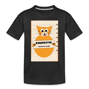 "Roupette" le chat arrêté - T-shirt bio Premium Enfant - noir - Devant